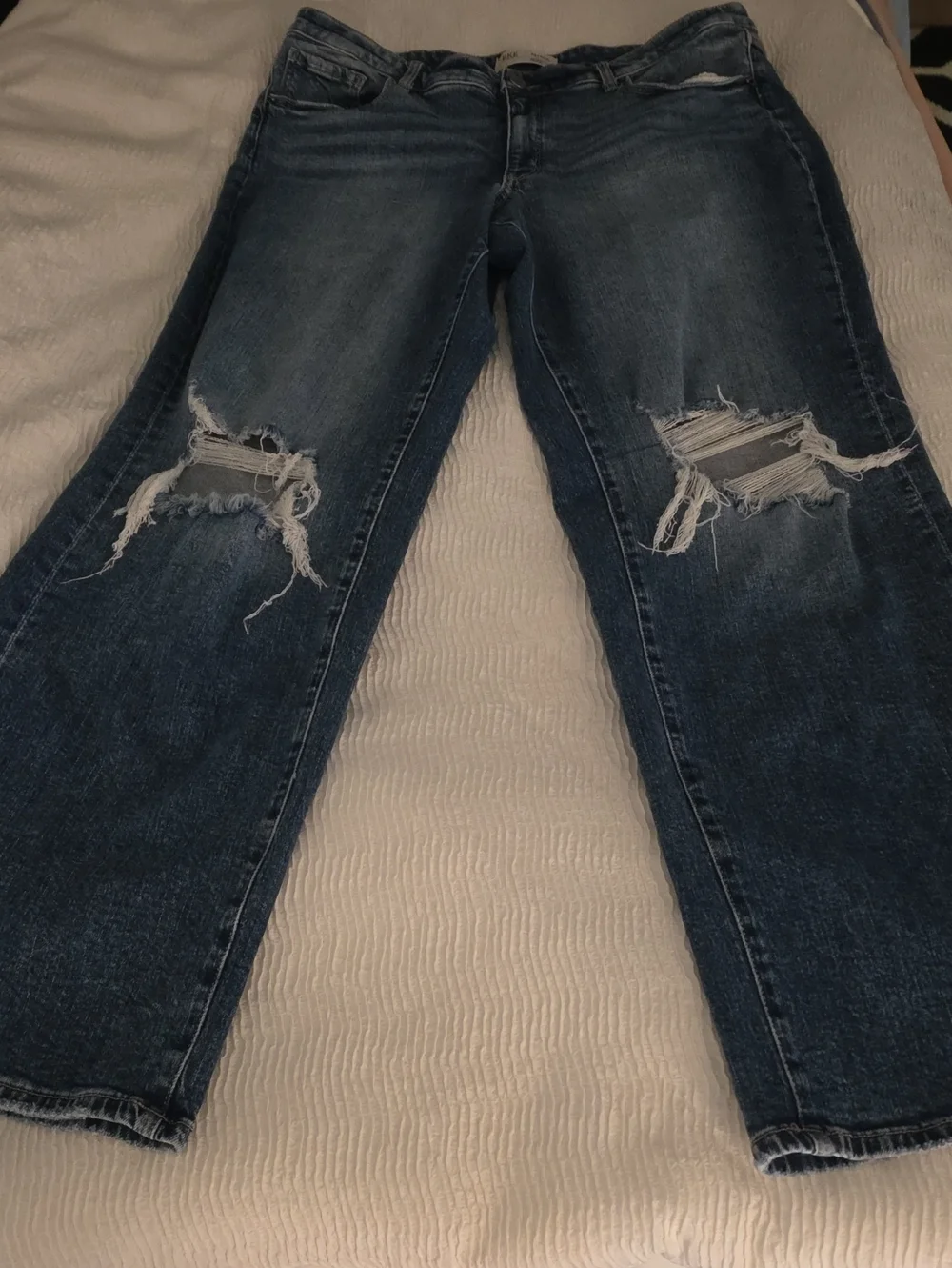 BKE Men's Ripped Boyfriend Jeans - Dark Blue Denim